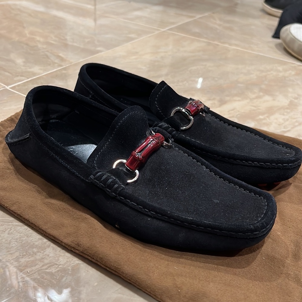 Authentic Gucci Black Suede Loafers